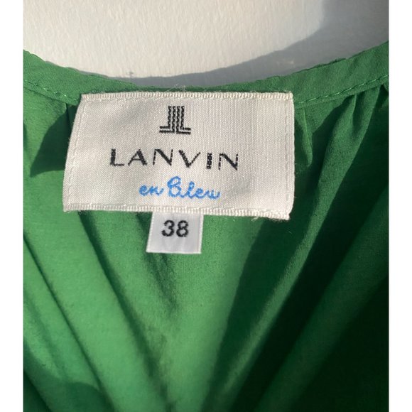 Lanvin Green Cotton Poplin Blouse, size 38 (fits like a size 2) ** AS IS ** - Picture 3 of 10